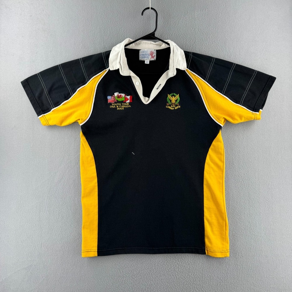 RFC Llandaff North Rugby Shirt Mens 44 Black Heavy‎ Cotton Jersey 80s 90s Polo